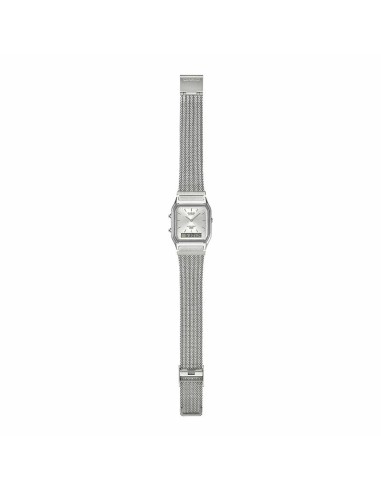 reloj digital analógico Casio Edgy AQ-230EM-7A  38.8 × 29.8 × 8.1 correa de acero de malla autoajustable