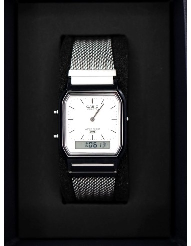 reloj digital analógico Casio Edgy AQ-230EM-7A  38.8 × 29.8 × 8.1 correa de acero de malla autoajustable