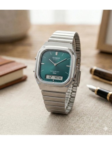 Reloj analógico digital Casio Classic AQ-240E-3A 40.9 × 35.8 × 8.1 mm Hora Dual Correa autoajustable