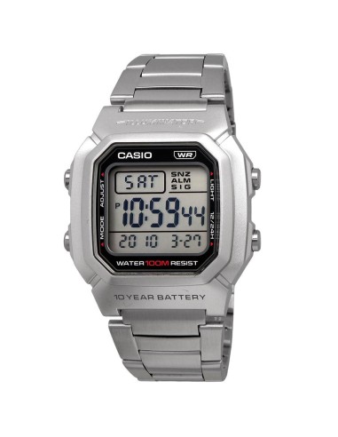 reloj digital Casio Classic W-800HD-1AV 44.2 × 36.8 × 13.4 mm. 10 años de batería 100m WR correa de acero