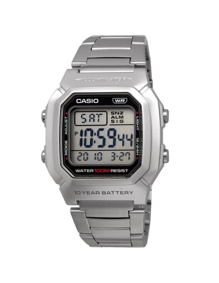 reloj digital Casio Classic W-800HD-1AV 44.2 × 36.8 × 13.4 mm. 10 años de batería 100m WR correa de acero