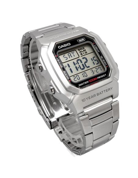 reloj digital Casio Classic W-800HD-1AV 44.2 × 36.8 × 13.4 mm. 10 años de batería 100m WR correa de acero