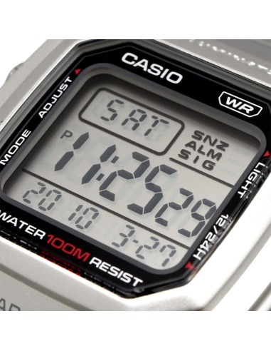 reloj digital Casio Classic W-800HD-1AV 44.2 × 36.8 × 13.4 mm. 10 años de batería 100m WR correa de acero