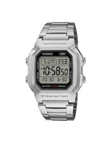 reloj digital Casio Classic W-800HD-1AV 44.2 × 36.8 × 13.4 mm. 10 años de batería 100m WR correa de acero