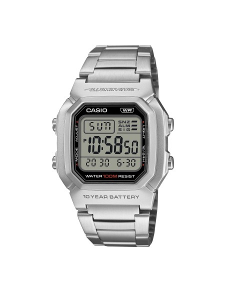 reloj digital Casio Classic W-800HD-1AV 44.2 × 36.8 × 13.4 mm. 10 años de batería 100m WR correa de acero
