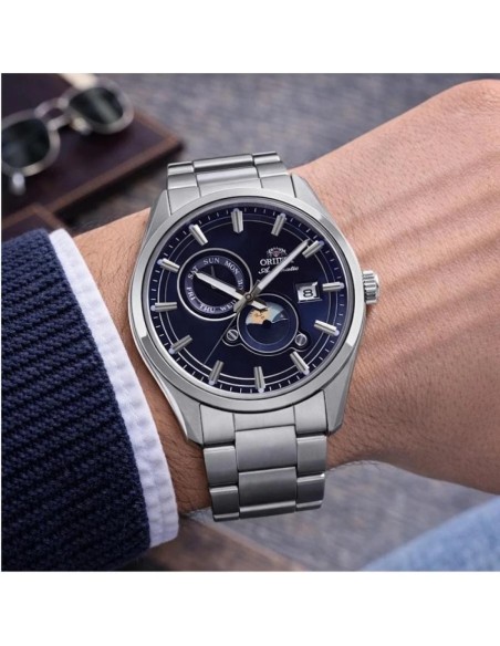 automático hombre Orient Stretto Day & Night Midnight Blue RA-AK0315L 41.5mm 50m WR  zafiro