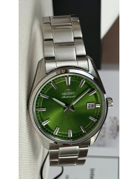 automático hombre Orient Stretto Date Bamboo Green RA-AC0R05E 38.5mm 50m WR cristal de zafiro