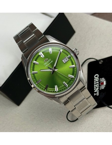 automático hombre Orient Stretto Date Bamboo Green RA-AC0R05E 38.5mm 50m WR cristal de zafiro