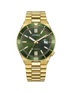 automático hombre Citizen Tsuyosa Shore Emerald Gold NJ0232-53X 40mm 100m WR cristal de zafiro