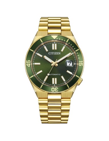 automático hombre Citizen Tsuyosa Shore Emerald Gold NJ0232-53X 40mm 100m WR cristal de zafiro