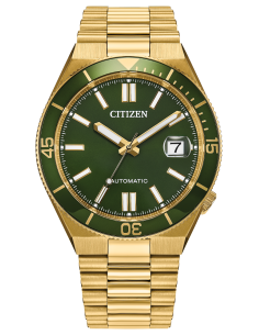 automático hombre Citizen Tsuyosa Shore Emerald Gold NJ0232-53X 40mm 100m WR cristal de zafiro 2