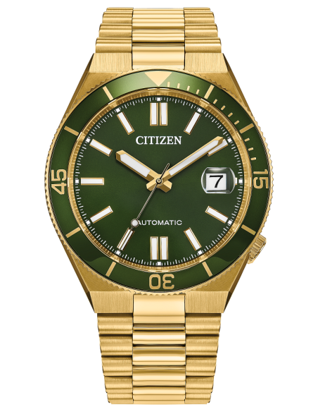 automático hombre Citizen Tsuyosa Shore Emerald Gold NJ0232-53X 40mm 100m WR cristal de zafiro