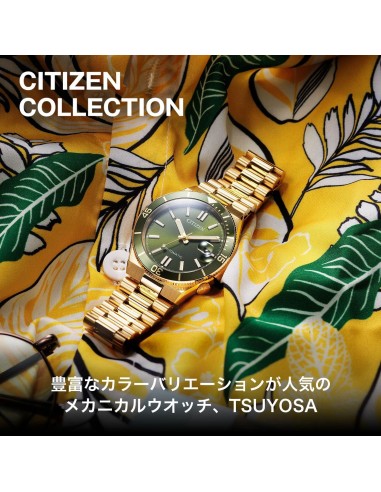 automático hombre Citizen Tsuyosa Shore Emerald Gold NJ0232-53X 40mm 100m WR cristal de zafiro