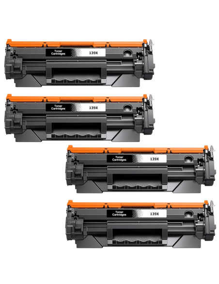 4 Toner  Compatible HP W1390X / 139X - CON CHIP - Negro Cartucho de Toner (NO usar en impresoras terminan en E o HP+)