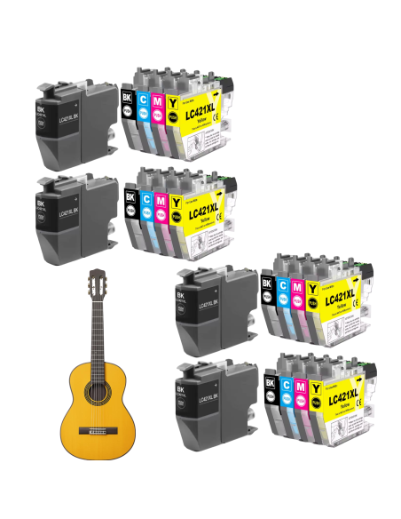 10 cartuchos Compatibles para Brother LC421XL LC421 XL Brother DCP-J1050DW / DCP-J1140DW / MFC-J1010DW