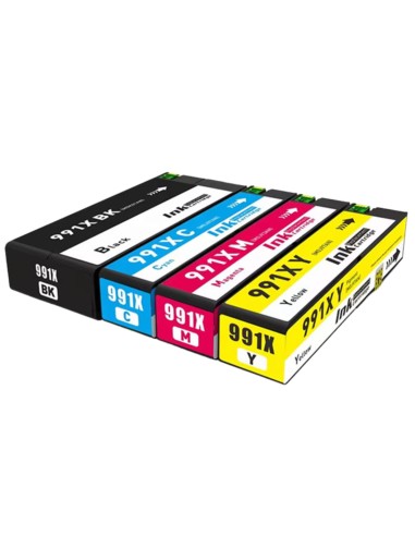 4 Tintas compatibles HP 991X / 991A –  para impresoras PageWide