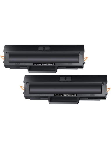 2 Toner Compatibles para HP W1106A / 106A Negro CON CHIP para HP Laser 107a, 107w / MFP 135a, 135w, 137fnw