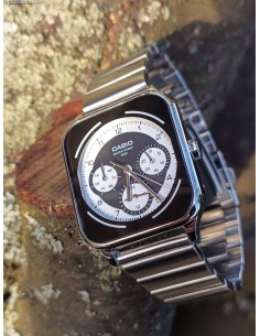 reloj cronógrafo hombre Casio Square Panda MTP-M307D-1BV 44.5 × 34 × 9.4 mm 50m WR correa de acero 2