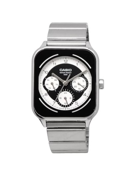 reloj cronógrafo hombre Casio Square Panda MTP-M307D-1BV 44.5 × 34 × 9.4 mm 50m WR correa de acero