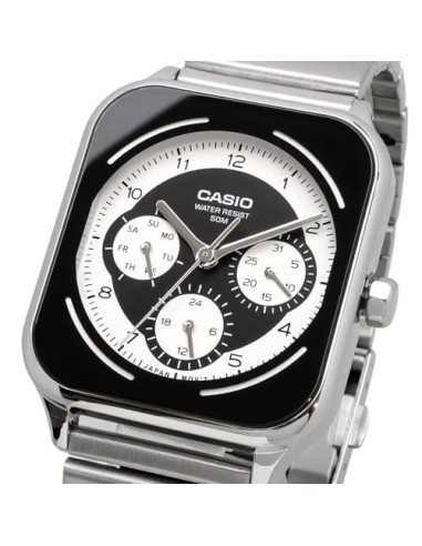 reloj cronógrafo hombre Casio Square Panda MTP-M307D-1BV 44.5 × 34 × 9.4 mm 50m WR correa de acero