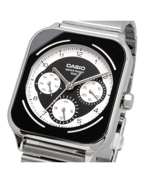 reloj cronógrafo hombre Casio Square Panda MTP-M307D-1BV 44.5 × 34 × 9.4 mm 50m WR correa de acero