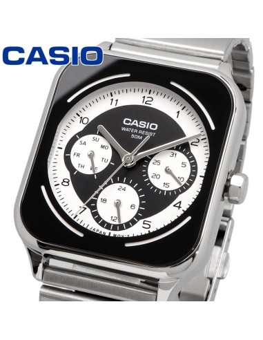 reloj cronógrafo hombre Casio Square Panda MTP-M307D-1BV 44.5 × 34 × 9.4 mm 50m WR correa de acero