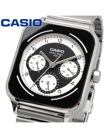 reloj cronógrafo hombre Casio Square Panda MTP-M307D-1BV 44.5 × 34 × 9.4 mm 50m WR correa de acero
