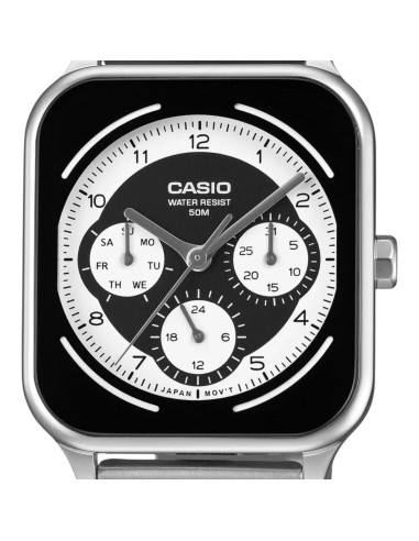 reloj cronógrafo hombre Casio Square Panda MTP-M307D-1BV 44.5 × 34 × 9.4 mm 50m WR correa de acero