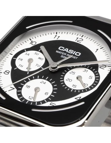 reloj cronógrafo hombre Casio Square Panda MTP-M307D-1BV 44.5 × 34 × 9.4 mm 50m WR correa de acero