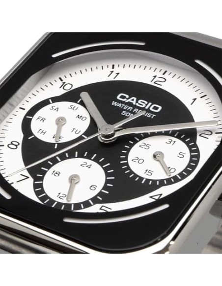 reloj cronógrafo hombre Casio Square Panda MTP-M307D-1BV 44.5 × 34 × 9.4 mm 50m WR correa de acero