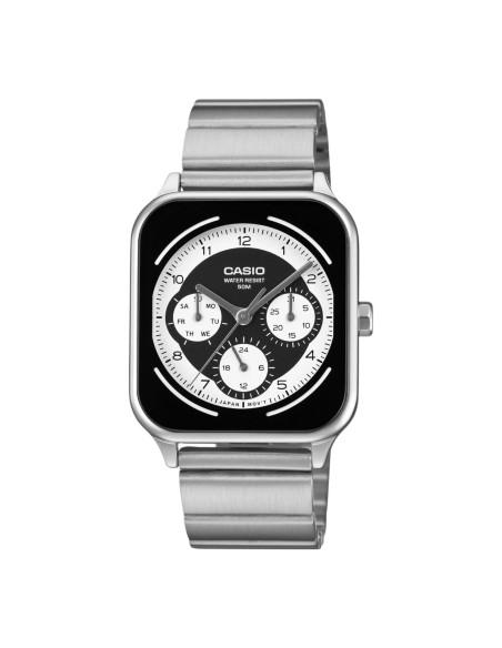 reloj cronógrafo hombre Casio Square Panda MTP-M307D-1BV 44.5 × 34 × 9.4 mm 50m WR correa de acero