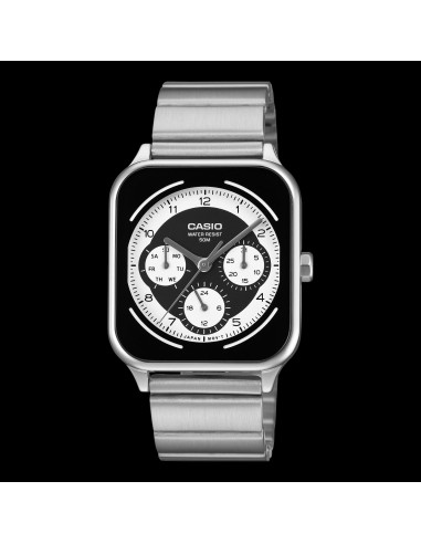 reloj cronógrafo hombre Casio Square Panda MTP-M307D-1BV 44.5 × 34 × 9.4 mm 50m WR correa de acero