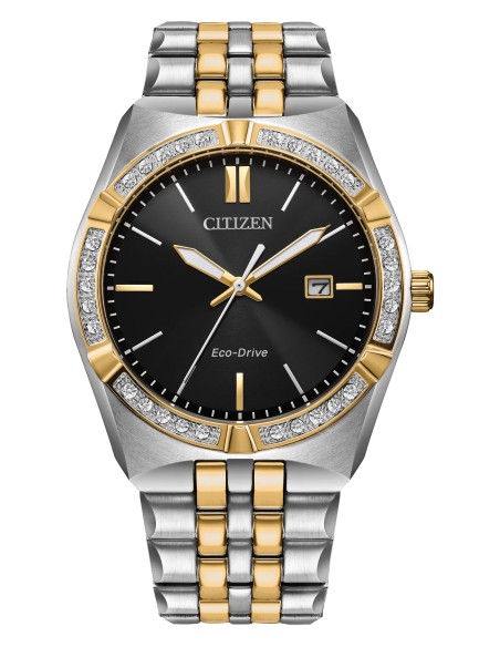 Reloj solar hombre Citizen Corso Diamonds BM7644-51E 40mm 100m WR correa de acero