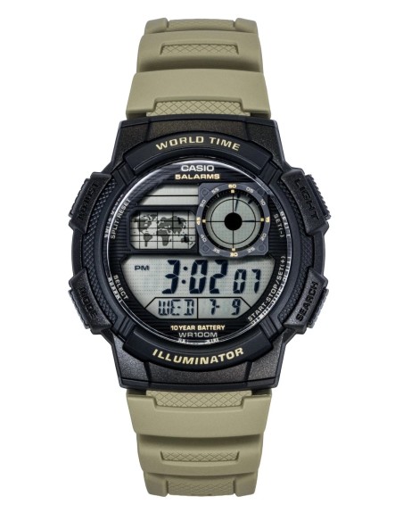 Casio Sports AE-1000W-5AV Hora Dual 100m WR 10 años batería