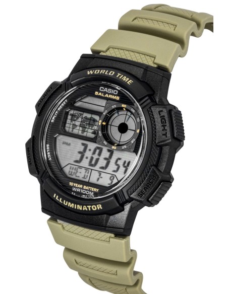 Casio Sports AE-1000W-5AV Hora Dual 100m WR 10 años batería