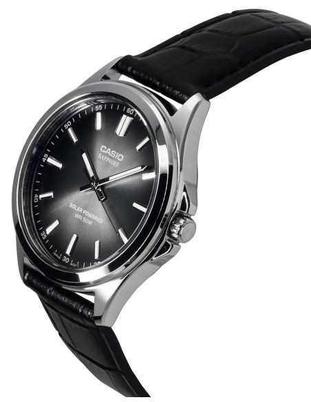 solar Casio Classic MTS-RS100L-1AV 41.7mm 50m WR correa de cuero Cristal de zafiro