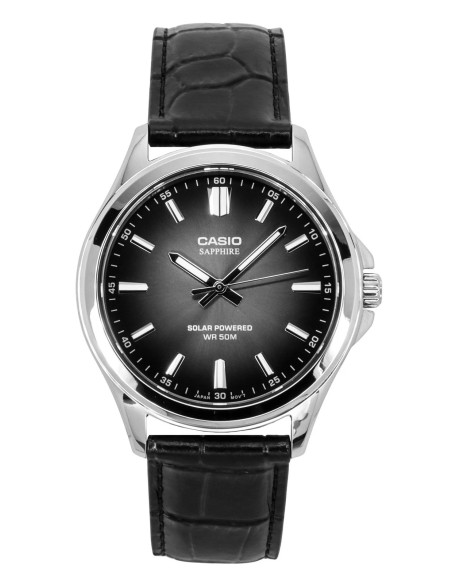 solar Casio Classic MTS-RS100L-1AV 41.7mm 50m WR correa de cuero Cristal de zafiro