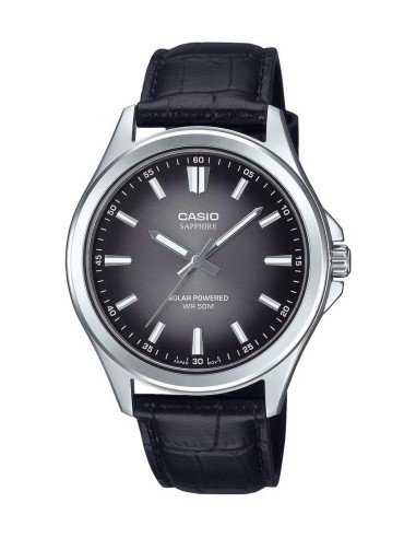 solar Casio Classic MTS-RS100L-1AV 41.7mm 50m WR correa de cuero Cristal de zafiro
