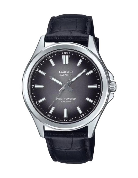 solar Casio Classic MTS-RS100L-1AV 41.7mm 50m WR correa de cuero Cristal de zafiro