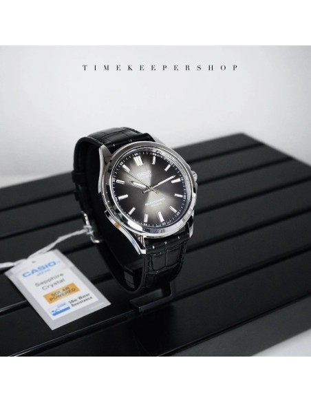 solar Casio Classic MTS-RS100L-1AV 41.7mm 50m WR correa de cuero Cristal de zafiro