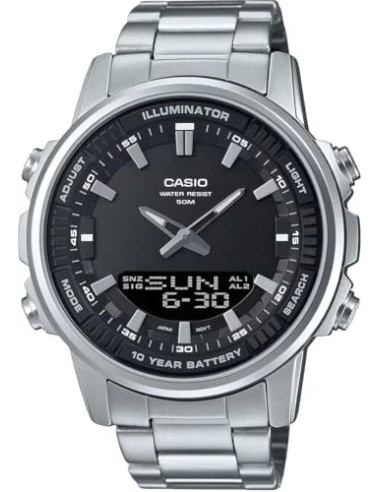 reloj analógico digital hombre Casio AMW-880D-1AV 50m WR Hora Mundial 10 años batería 3 alarmas diarias