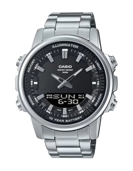 reloj analógico digital hombre Casio AMW-880D-1AV 50m WR Hora Mundial 10 años batería 3 alarmas diarias