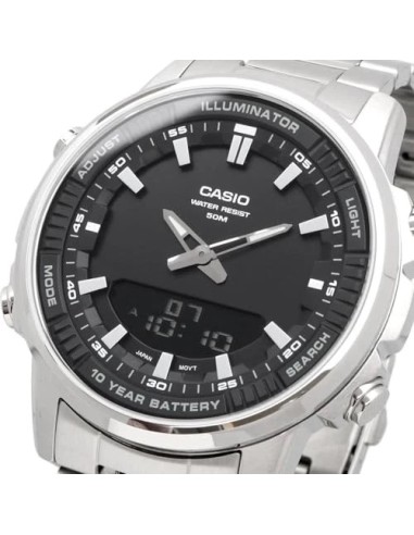 reloj analógico digital hombre Casio AMW-880D-1AV 50m WR Hora Mundial 10 años batería 3 alarmas diarias