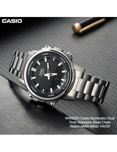 reloj analógico digital hombre Casio AMW-880D-1AV 50m WR Hora Mundial 10 años batería 3 alarmas diarias