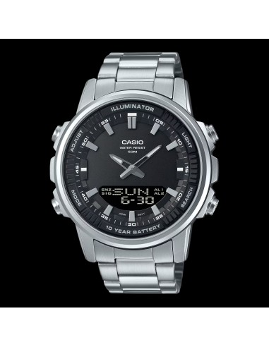 reloj analógico digital hombre Casio AMW-880D-1AV 50m WR Hora Mundial 10 años batería 3 alarmas diarias