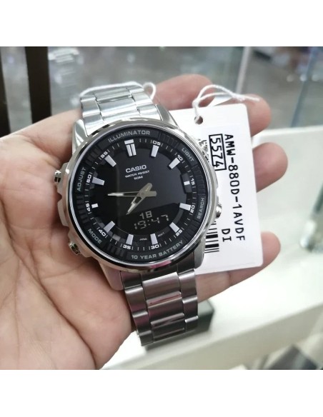 reloj analógico digital hombre Casio AMW-880D-1AV 50m WR Hora Mundial 10 años batería 3 alarmas diarias