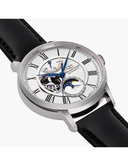 mecánico hombre Orient Star Moon Phase Semi-Skeleton RE-AY0106S 41mm