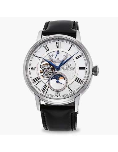 mecánico hombre Orient Star Moon Phase Semi-Skeleton RE-AY0106S 41mm