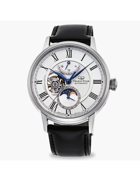mecánico hombre Orient Star Moon Phase Semi-Skeleton RE-AY0106S 41mm