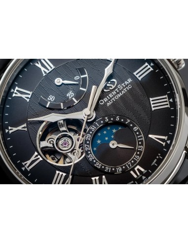 mecánico hombre Orient Star Moon Phase Semi-Skeleton RE-AY0107N